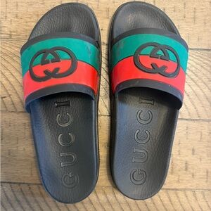 Gucci Black and Green Slides